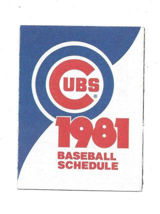 1981 Chicago Cubs Tri Fold Pocket Schedule Old Style Beer