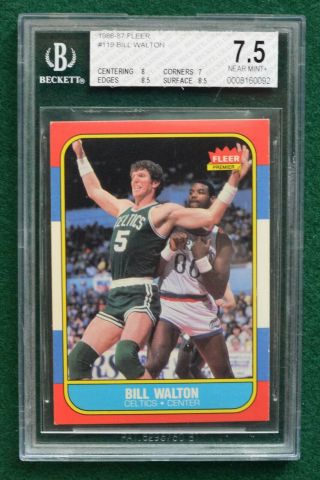 1986 - 87 Fleer Basketball Card 119 Bill Walton Graded Bgs 7.  5 Near