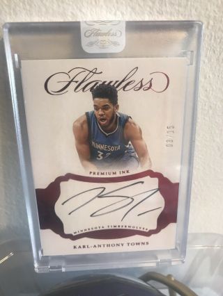Karl Anthony - Towns 2016 - 17 Panini Flawless Premium Ink Auto 3/15 Timberwolves