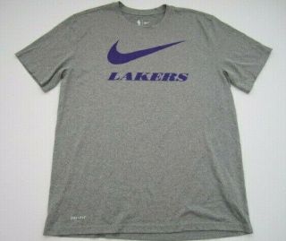 Mens Large Los Angeles Lakers Nike Dri Fit Tee Big Logo Swoosh T Shirt