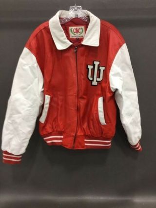Csc Sportswear Indiana University Leather Jacket Iu Hoosiers Basketball Sz M