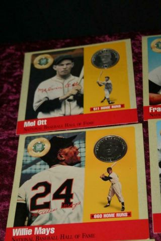 HOF Legends Of Baseball 500 HR Club.  999 Silver Coin Proof & Card Full Set w/COA 3