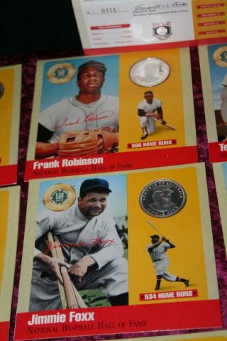 HOF Legends Of Baseball 500 HR Club.  999 Silver Coin Proof & Card Full Set w/COA 4