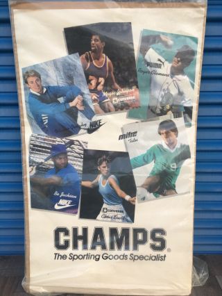 Vintage Champs Sports Nike Gretzky Bo Jackson Magic Johnson Poster 90s