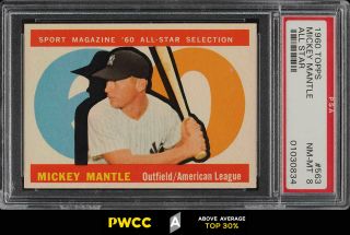 1960 Topps Mickey Mantle All - Star 563 Psa 8 Nm - Mt (pwcc - A)
