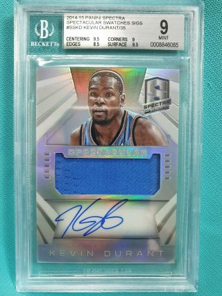 2014 - 15 Spectra Kevin Durant 1/35 Auto Jersey Bgs 9.  0 W/10 Spectacular Swatch Tf