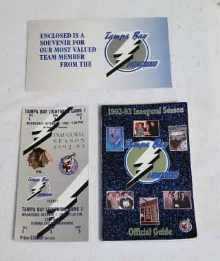 Tampa Bay Lightning Inaugural 1992 Season 1st Game Chicago Ticket & Guide Nhl