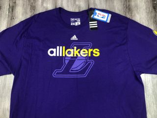 Nwt Adidas Los Angeles La Lakers " All Lakers " Go - To Basketball T - Shirt 2xl