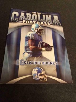 2009 North Carolina Tar Heels College Football Pocket Schedule 16 Kendric Burney