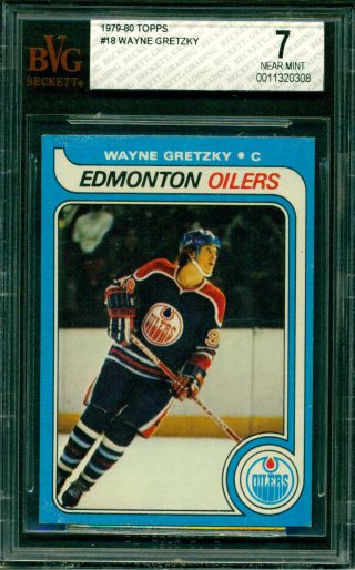 1979 80 Topps 18 Wayne Gretzky Rookie Card Bvg 7 Near