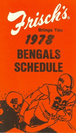 1978 Cincinnati Bengals Nfl Football Pocket Schedule