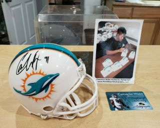 Cameron Wake Miami Dolphin Signed Mini Helmet W/ Bin