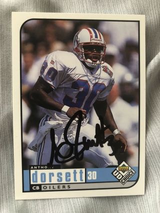 1998 Upper Deck Anthony Dorsett Signed Auto Houston Oilers Football Card
