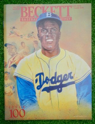Jackie Robinson Dodgers - Beckett Baseball Monthly Issue 100 July 1993
