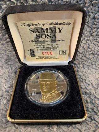 Sammy Sosa Highland Silver Coin With Gold Overlay (1 Ounce Of Silver)
