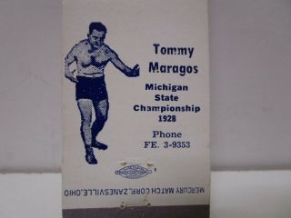 Vintage Tommy Maragos,  Professional Wrestling,  Pontiac,  Michigan Matchbook Cover 2