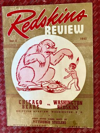 1942 Nfl Washington Redskins Vs Chicago Bears Game Program
