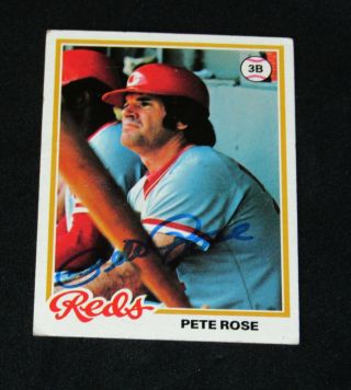 1978 Topps Pete Rose Cincinnati Reds 20 Hand Signed Baseball Card