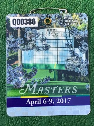 2017 Masters Badge Sergio Garcia Champion Augusta National Ticket Souvenir