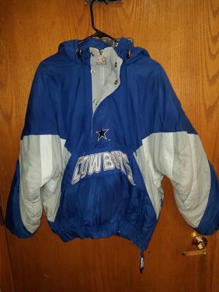 Dallas Cowboys Vtg 90s Starter Pro Line 1/2 Zip Pullover Winter Coat Sz Med Vgc