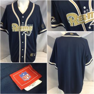 Los Angeles Rams Nfl Baseball Jersey L Blue Button Sewn On Worn Once Ygi B9 - 594