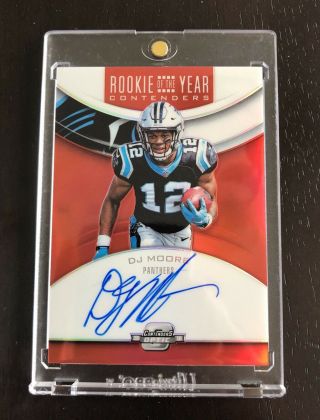 2018 Playoff Contenders Optic Rookie Of The Year Dj Moore Auto /199 Panthers Red