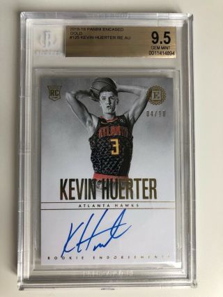 18 - 19 Encased Endorsements Kevin Huerter Rookie Auto Card Gold 04/10 Bgs 9.  5