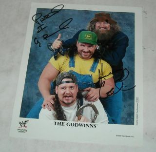 1996 Hand Signed Wwf Wwe Wrestling Autograph The Godwinns 8 X 10 Color Photo