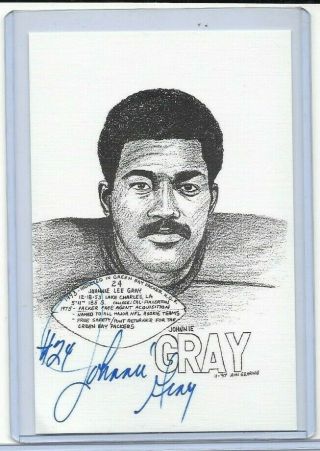 Johnnie Gray Signed Green Bay Packers 4 X 6 Postcard Auto