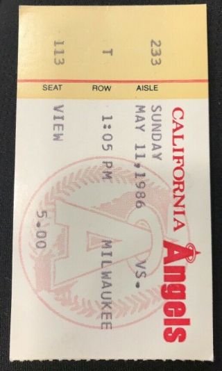 Vintage 1986 California Angels Ticket Stub Reggie Jackson Hr 536 Robin Yount