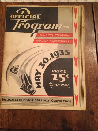 1935 Indianapolis 500 Official Program.  May 30 1935