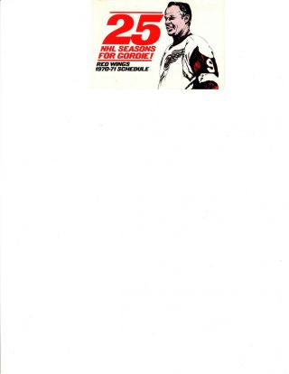 1970 - 71 Detroit Red Wings Pocket Schedule;
