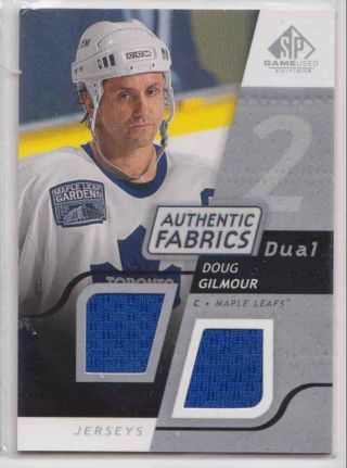 2008 - 09 Sp Game Dual Authentic Fabrics Doug Gilmour Jersey 1 Color Af - Db