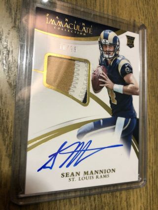 2015 Immaculate Sean Manion Rookie On Card Auto 3 Clr Patch Rpa ’d 10/99