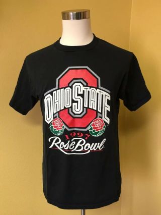 Vintage Black 1997 Ohio State Buckeyes Rose Bowl T Shirt Champion Adult Large