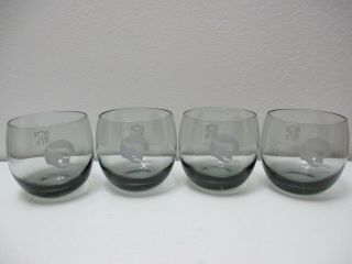 Vintage Barware Nfl Minnesota Vikings Glasses Set Of 4 Roly Poly 3 1/8 " Tall