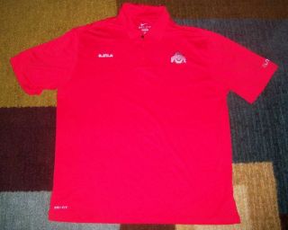 Nike Elite Dri Fit Authentic Ohio State/st.  Buckeyes Lebron Polo/golf Shirt L