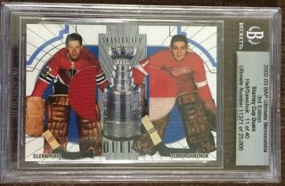 2002 - 03 Bap Ultimate Memorabilia Stanley Cup Duels Glenn Hall/terry Sawchuk /40