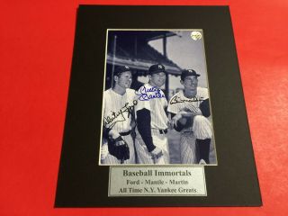 Mickey Mantle,  Whitey Ford,  And Billy Martin Signed 5x7 Photo With