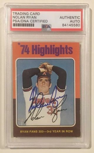 1975 Topps Nolan Ryan Highlight Signed Autographed Baseball Card Psa/dna 5