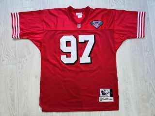 49ers 97 Bryant Young Throwback 75th Patch Jersey 56 U.  S.  A Size:52