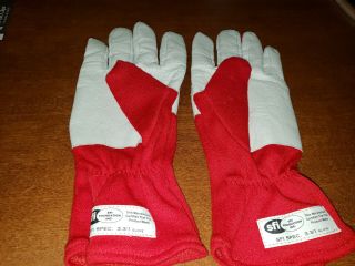 INDYCAR RED RACING GLOVES SIZE L/XL SIGNED BY JOHNNY RUTHERFORD 7