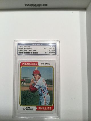 1974 Topps Mike Schmidt Card 283 Auto Signed Psa/dna Certified Autograph