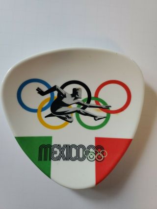 Vintage Souvenir Dish Olympics Mexico 68 Olympic Rings Track & Field 1968 Rare