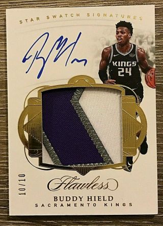 Buddy Hield 2017 - 18 Flawless Star Swatch Signatures Gold Auto Jersey Patch /10