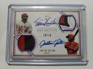 Torii Hunter Justin Upton 2019 Topps Definitive Dual Auto/patch 10/10 Angels 