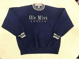 Vintage Ole Miss Rebels Mississippi Sweatshirt Velva Sheen 1970 - 80s Blue Xl Usa