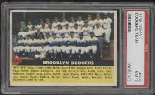 1956 Topps 166 Brooklyn Dodgers Team Jackie Robinson Koufax Psa 7 Nm