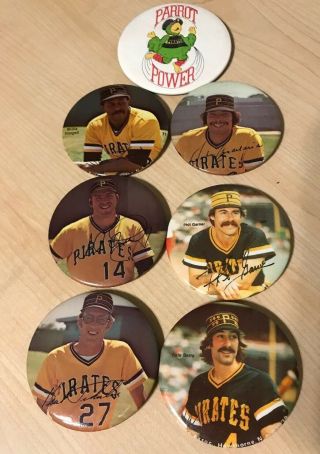 7 Vintage Pittsburgh Pirates Pinback Button Pins Signature Series Stargell Ott