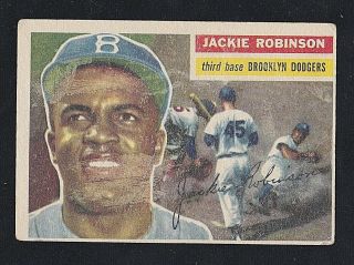 1956 Topps Baseball Jackie Robinson 30 Brooklyn Dodgers Good - Very Good